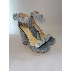 Jessica Simpson Caiya Blue Floral Jacquard Platform Heels Size 8.5